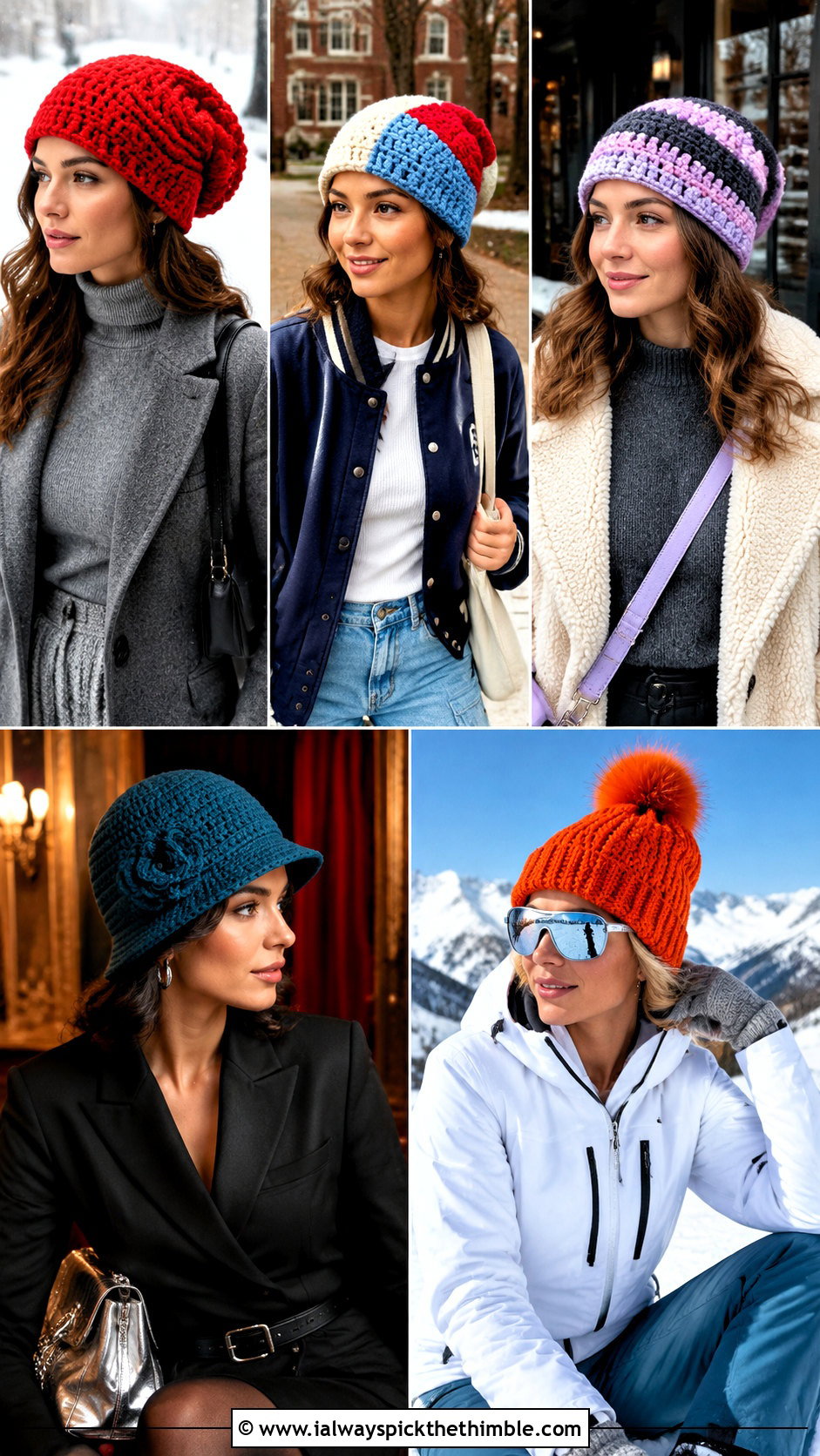 Striped Crochet Beanie With Teddy Coat And Black Denim - 25 crochet winter hats outfit ideas