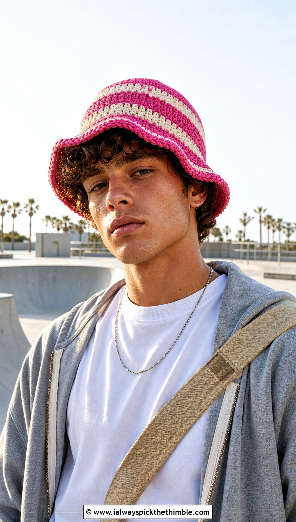 Striped Crochet Bucket Hat With Skate Outfit - 15 Crochet Mens Hats outfit ideas