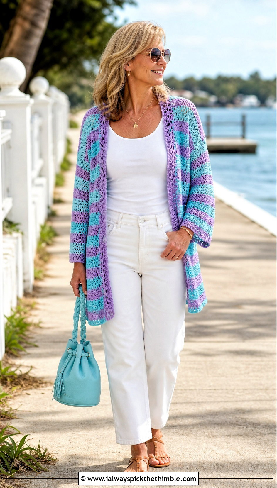 Striped Crochet Cardigan With White Jeans - 20 Crochet Cardigan Outfit Aesthetic outfit ideas