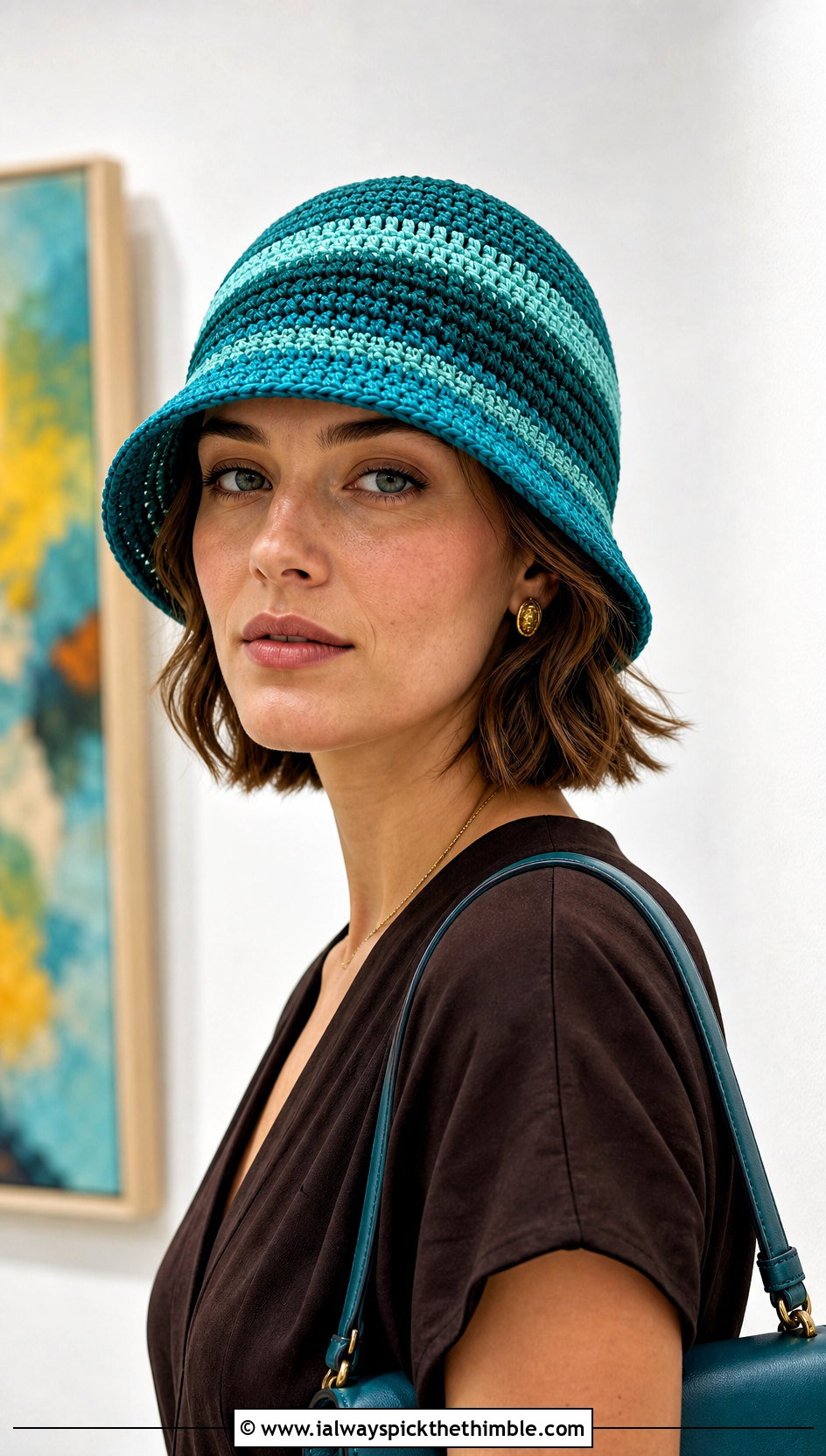 Striped Crochet Cloche Hat With Midi Dress And Loafers - 20 striped crochet hat outfit ideas