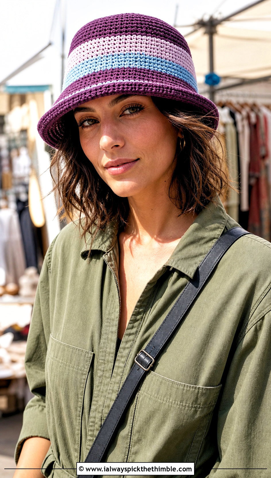 Striped Crochet Derby Hat With Utility Jumpsuit - 20 Crochet Derby Hat outfit ideas