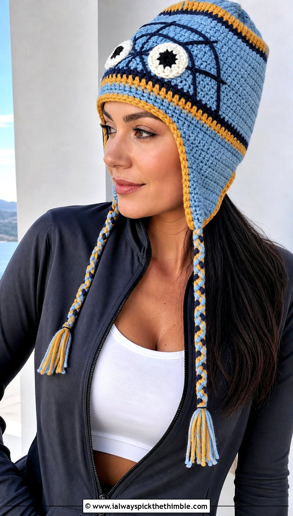 Striped Crochet Mayday Parker Beanie With Matching Athleisure Set - 15 Crochet Mayday Parker Beanie outfit ideas