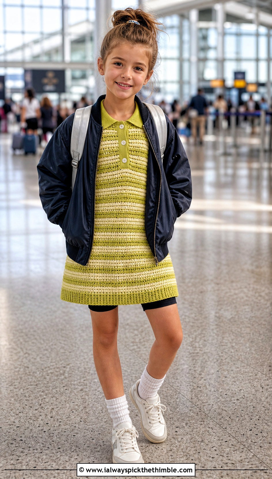 Striped Crochet Polo Dress With Bomber Jacket - 15 5T Crochet Dress outfit ideas