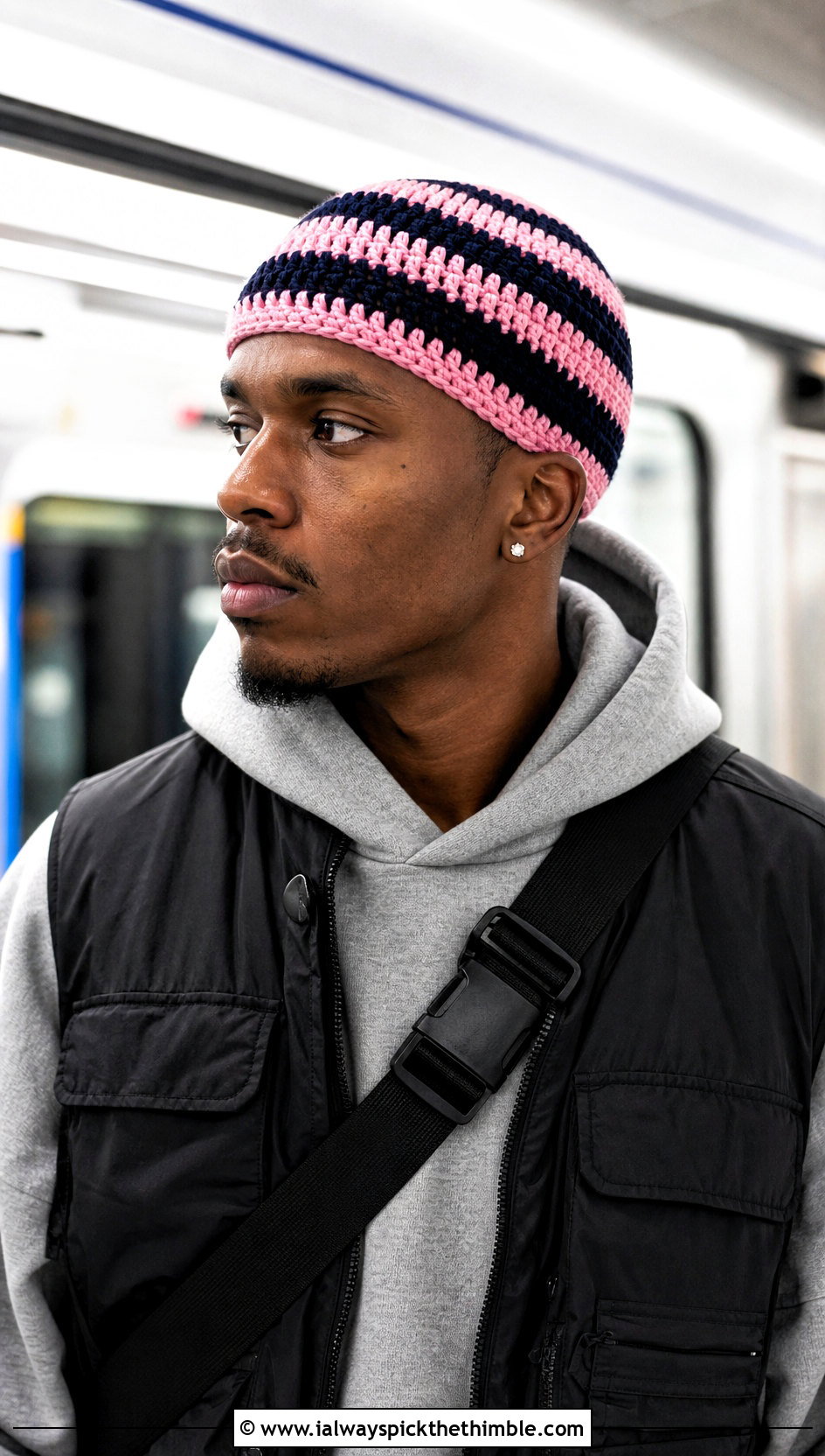Striped Crochet Skull Cap With Hoodie And Joggers - 20 Crochet Skull Cap For Men outfit ideas
