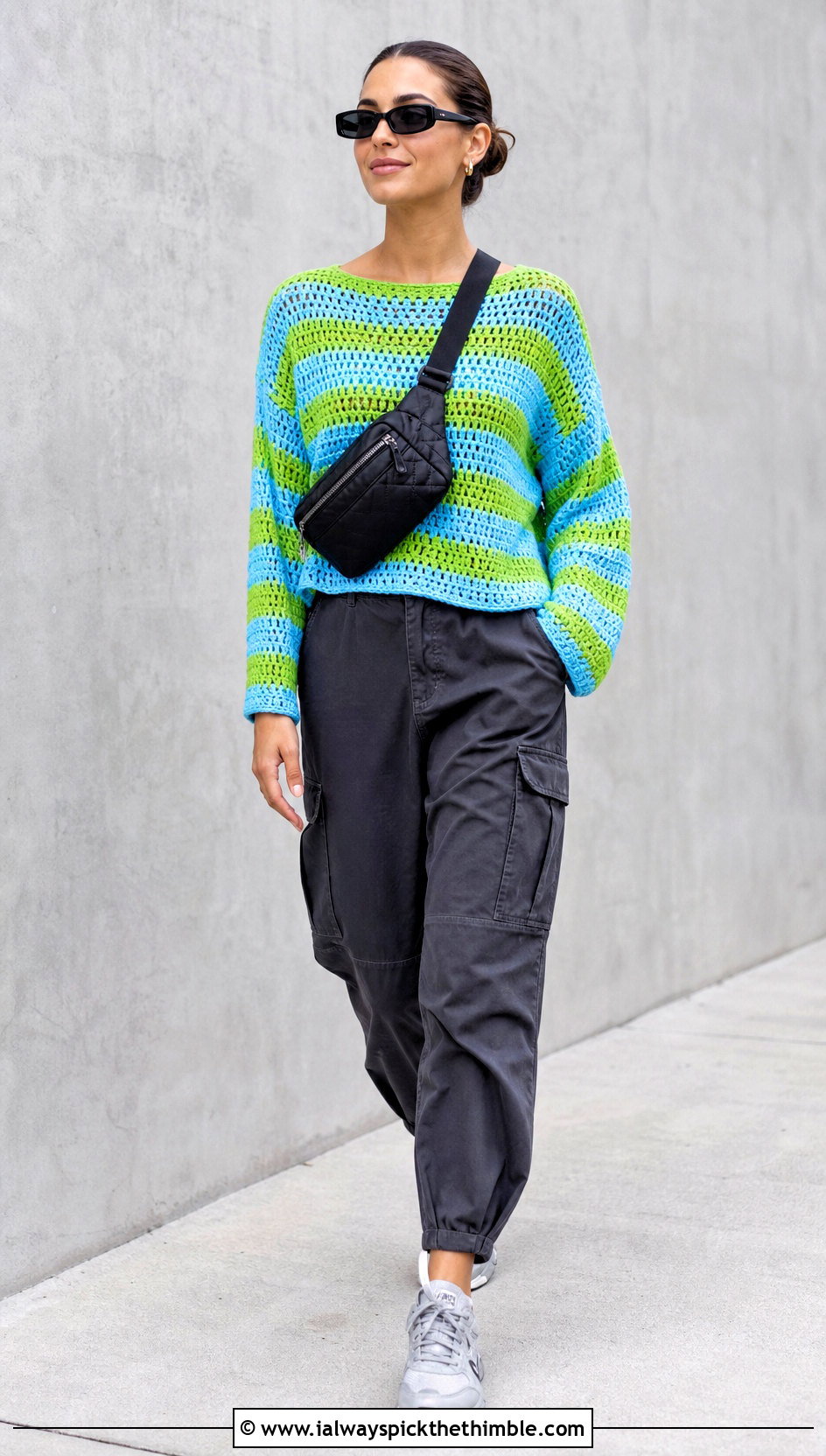 Striped Crochet Sweater With Cargo Pants - 25 whimsical crochet clothes and outfit ideas