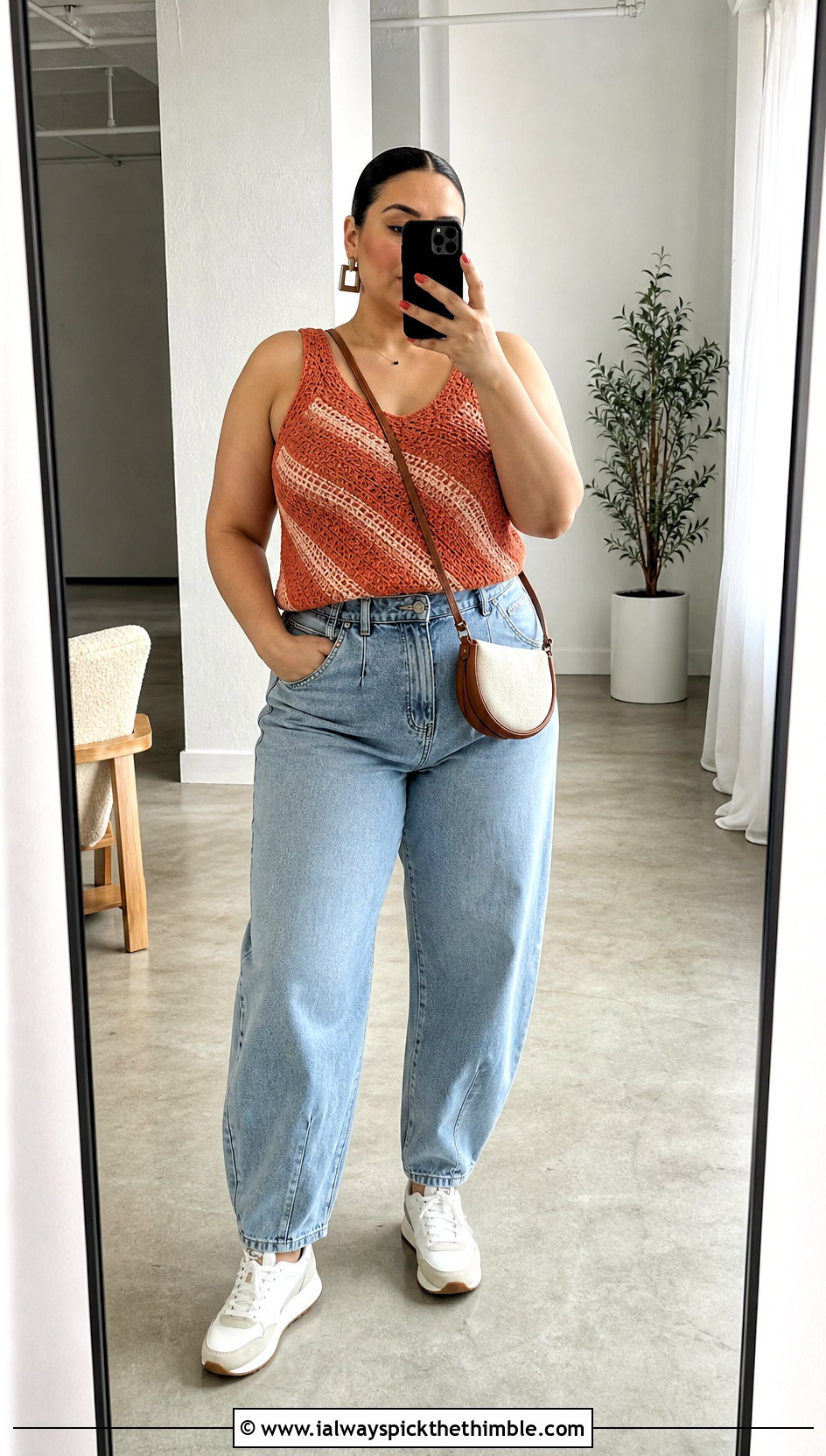 Striped Crochet Tank Top With Barrel Jeans - 20 plus size crochet tank top outfit ideas