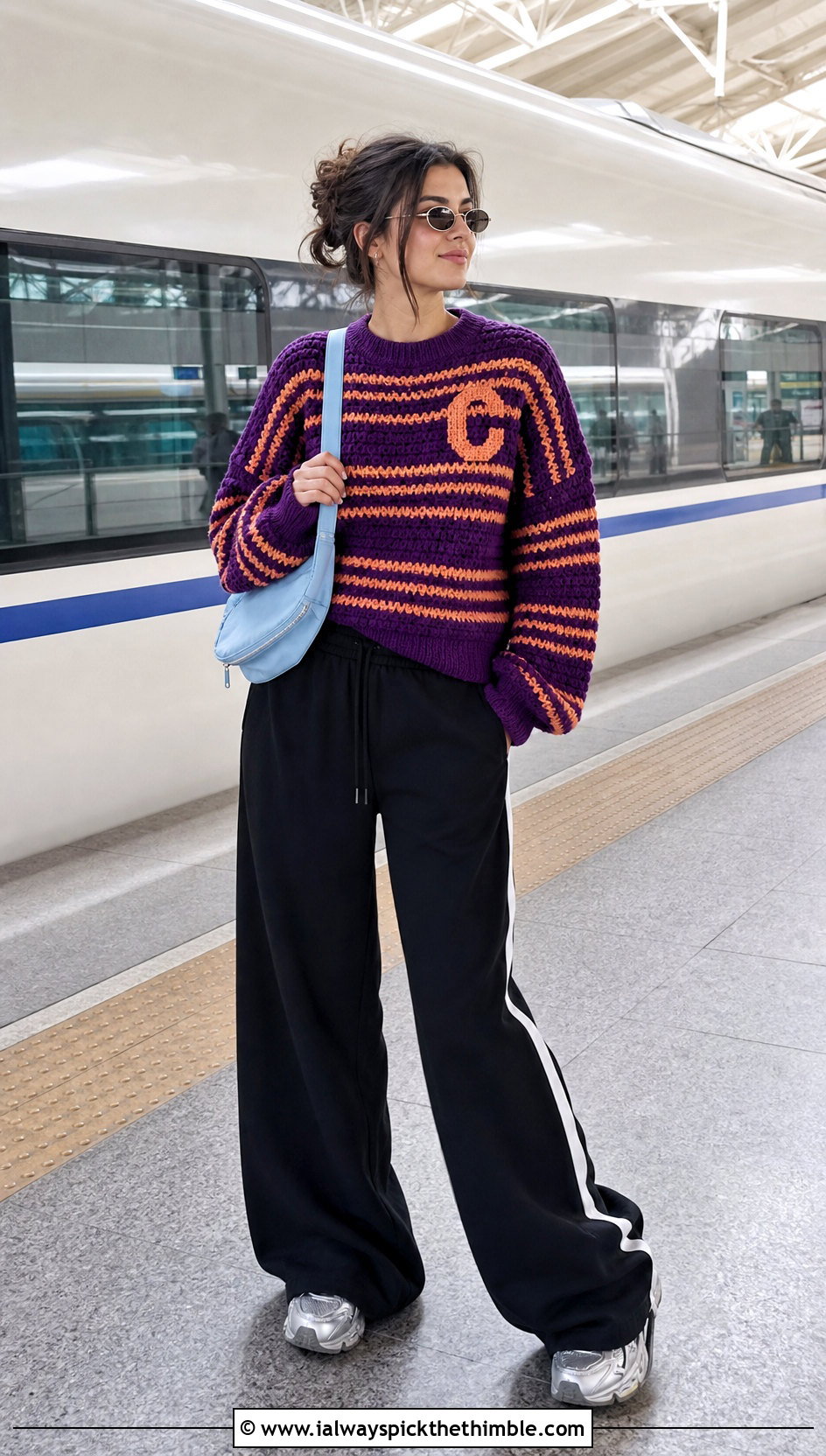 Striped Crochet Weasley Sweater With Track Pants - 25 crochet weasley sweater outfit ideas