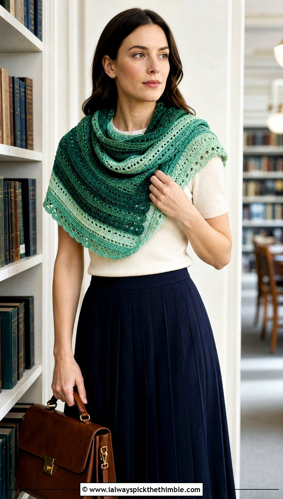 Striped Gradient Shawl In A Cake With Pleated Skirt - 20 Crochet Shawl In A Cake outfit ideas