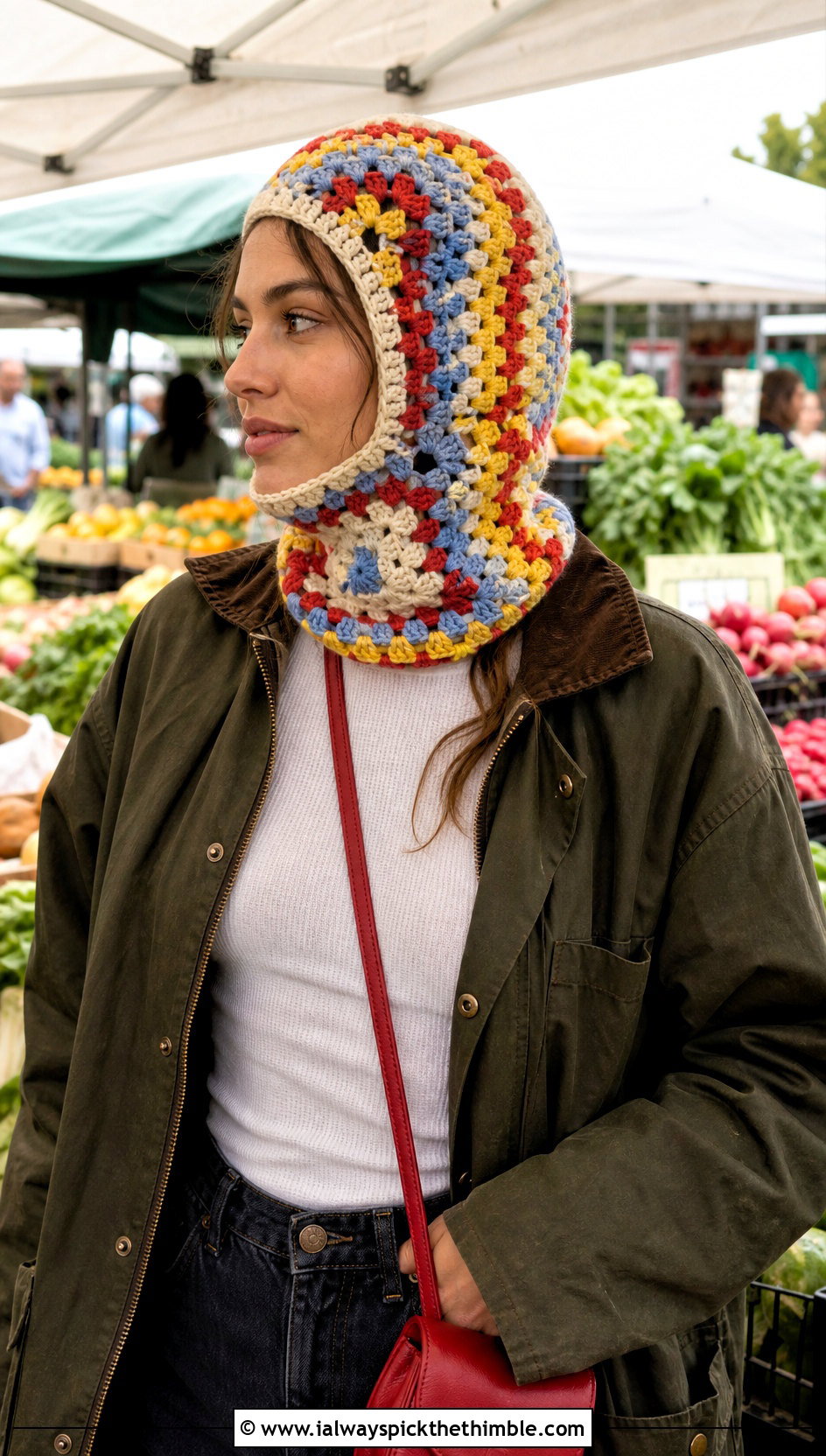 Striped Granny Square Crochet Balaclava With Barn Jacket - 15 Striped Crochet Balaclava outfit ideas