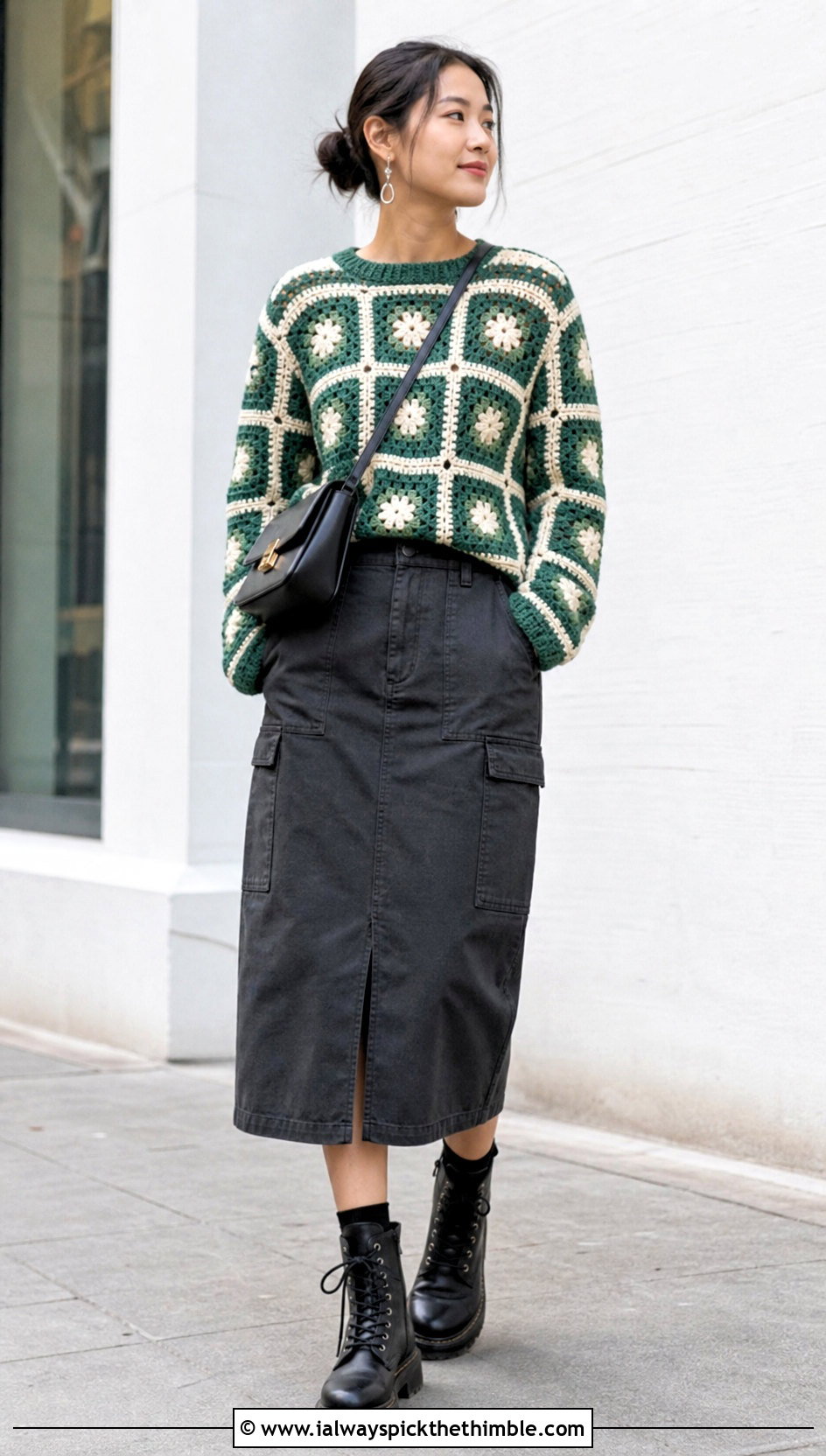 Striped Granny Square Sweater With Utility Skirt - 25 4 Granny Square Sweater outfit ideas