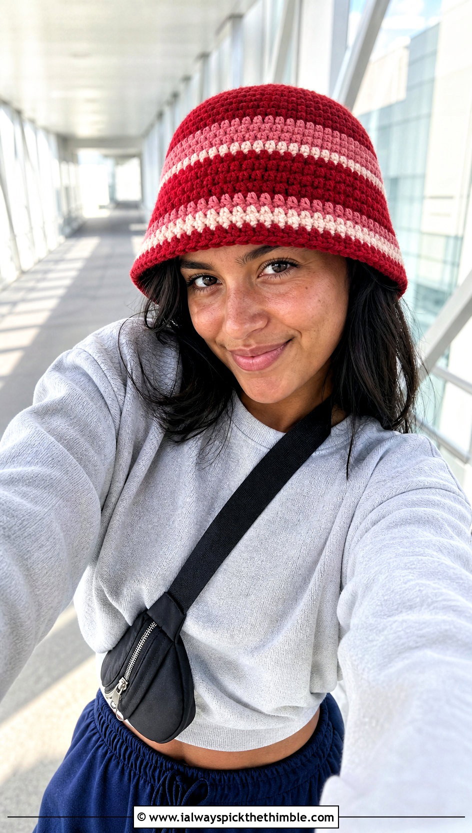 Striped Mushroom Crochet Hat With Track Pants - 25 crochet mushroom hat outfit ideas