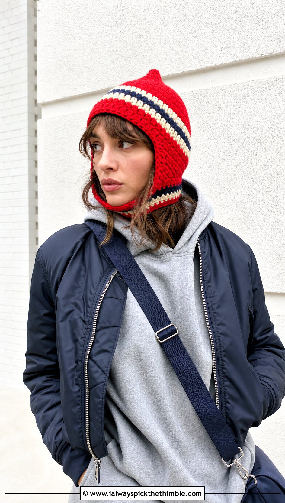 Striped Rocket Astronaut Hat With Streetwear Layers - 15 Crochet Astronaut Hat outfit ideas