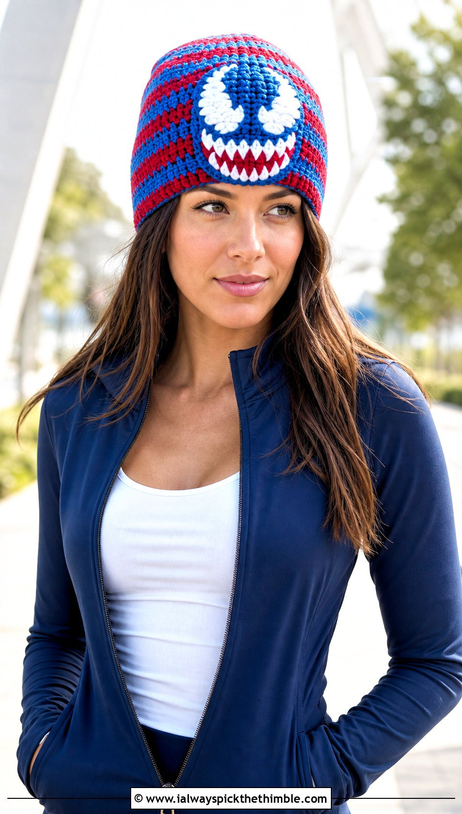 Striped Venom Crochet Beanie With Athleisure Set - 20 venom crochet beanie outfit ideas