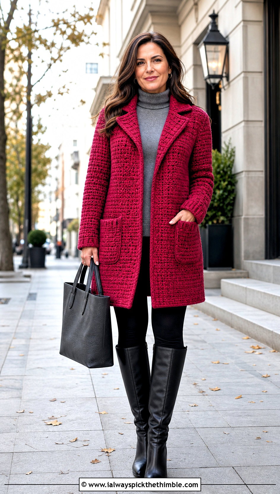 Structured Crochet Coatigan With Leggings And Riding Boots - 15 crazy classic crochet cardigan outfit ideas