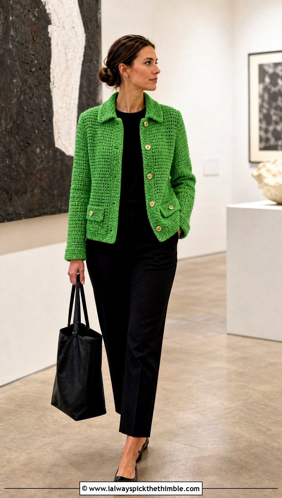 Structured Crochet Jacket With Monochrome Basics - 25 crochet designs clothing and outfit ideas