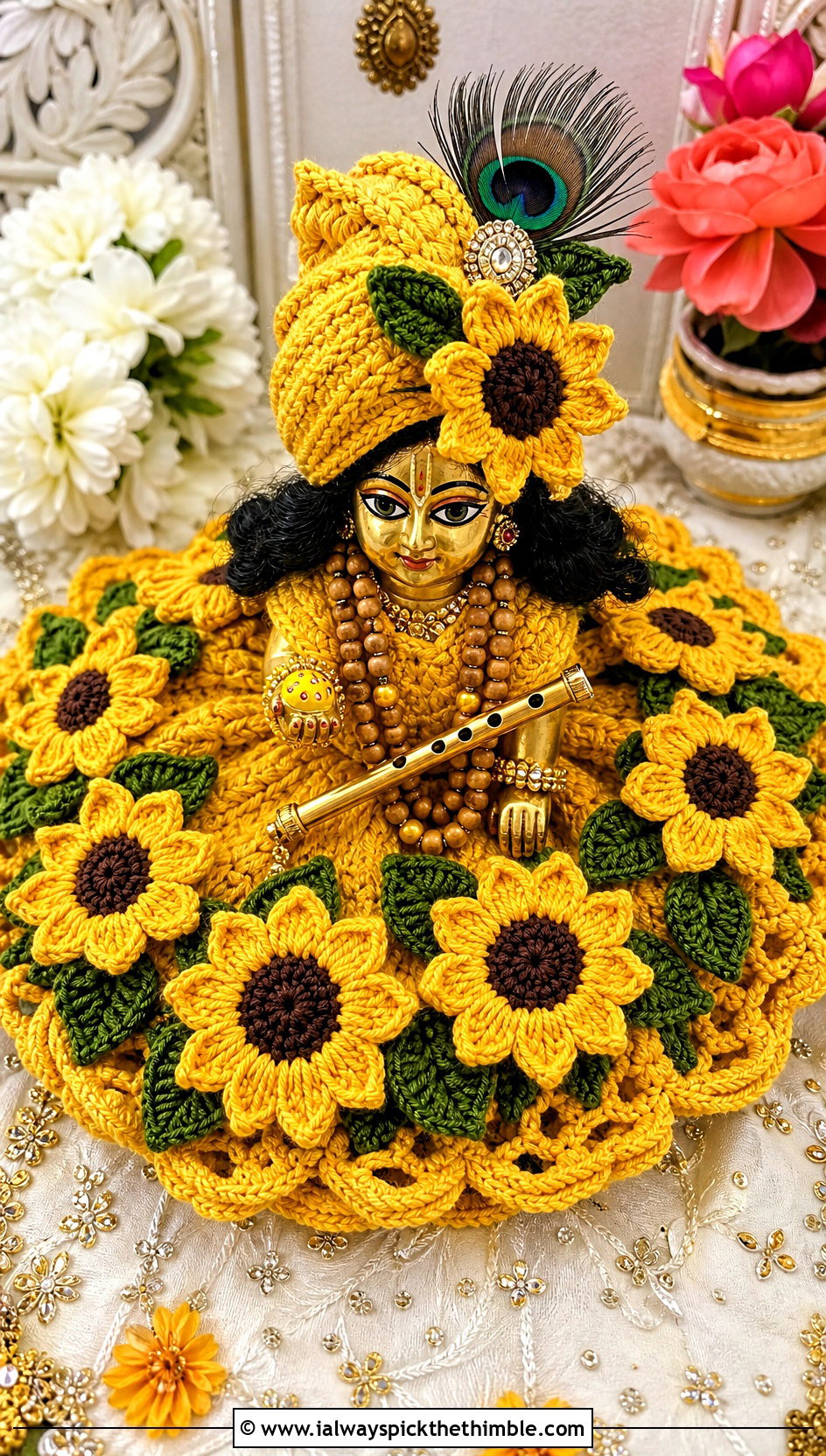 Sunflower Crochet Krishna Dress With Yellow Pagdi - 25 crochet krishna dress outfit ideas