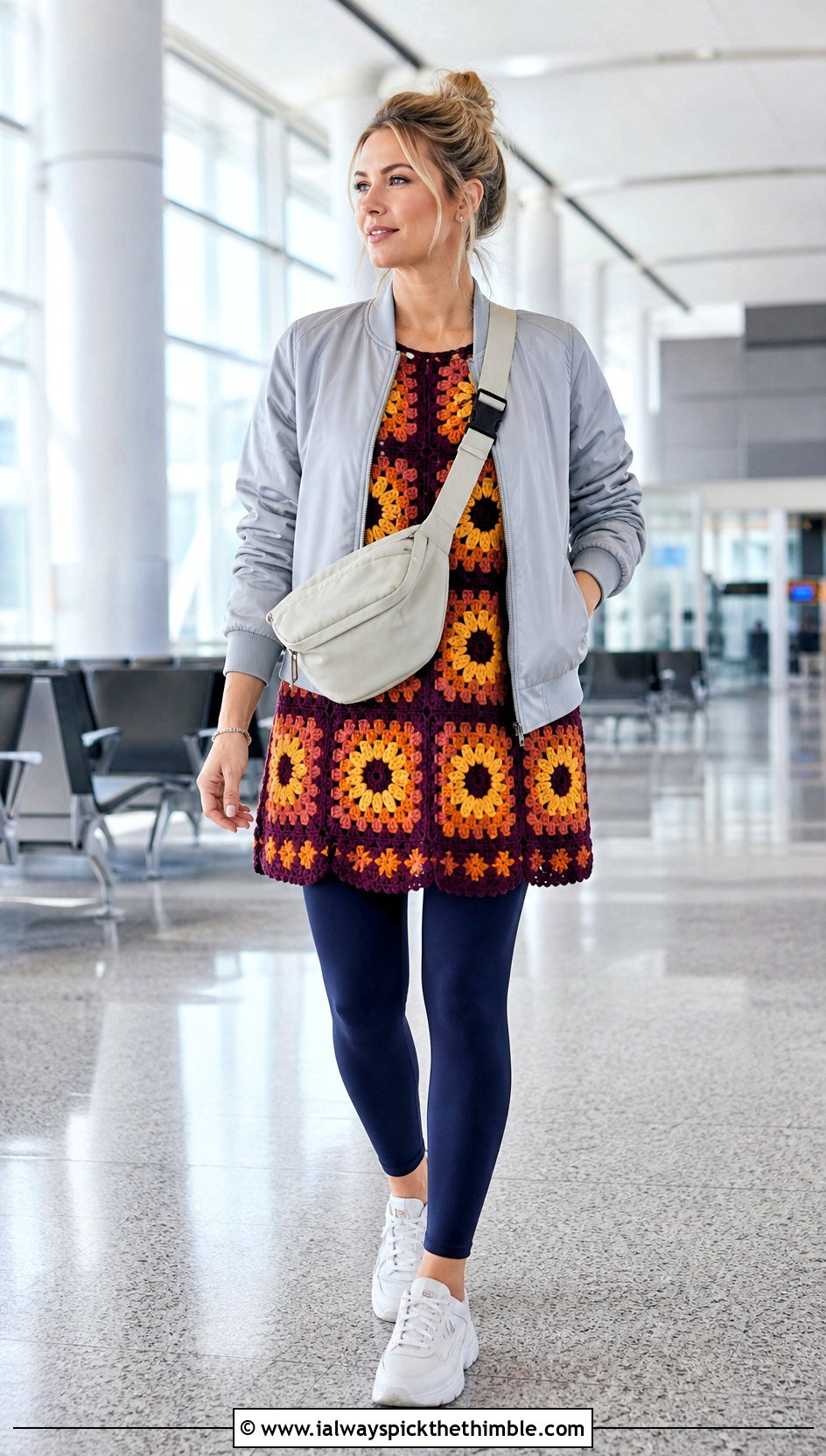 Sunflower Granny Square Tunic Top With Leggings - 20 Sunflower Granny Square Top outfit ideas