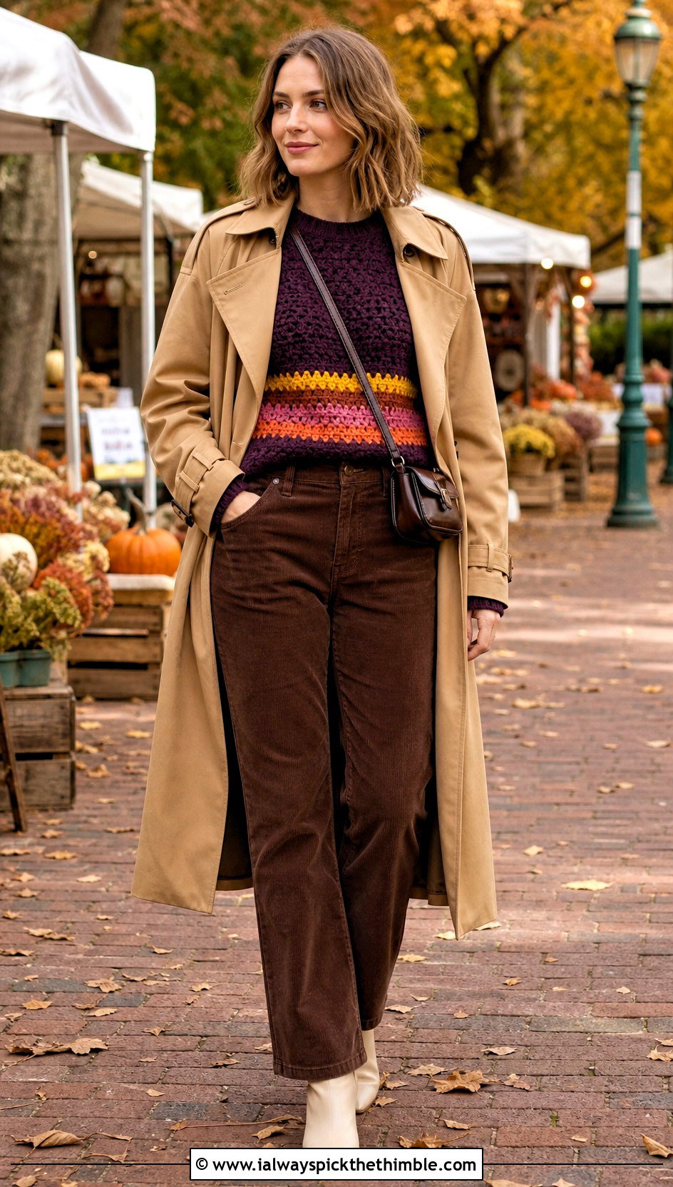 Sunset Crochet Mable Pines Sweater With Corduroy Pants - 15 Crochet Mable Pines Sweater outfit ideas
