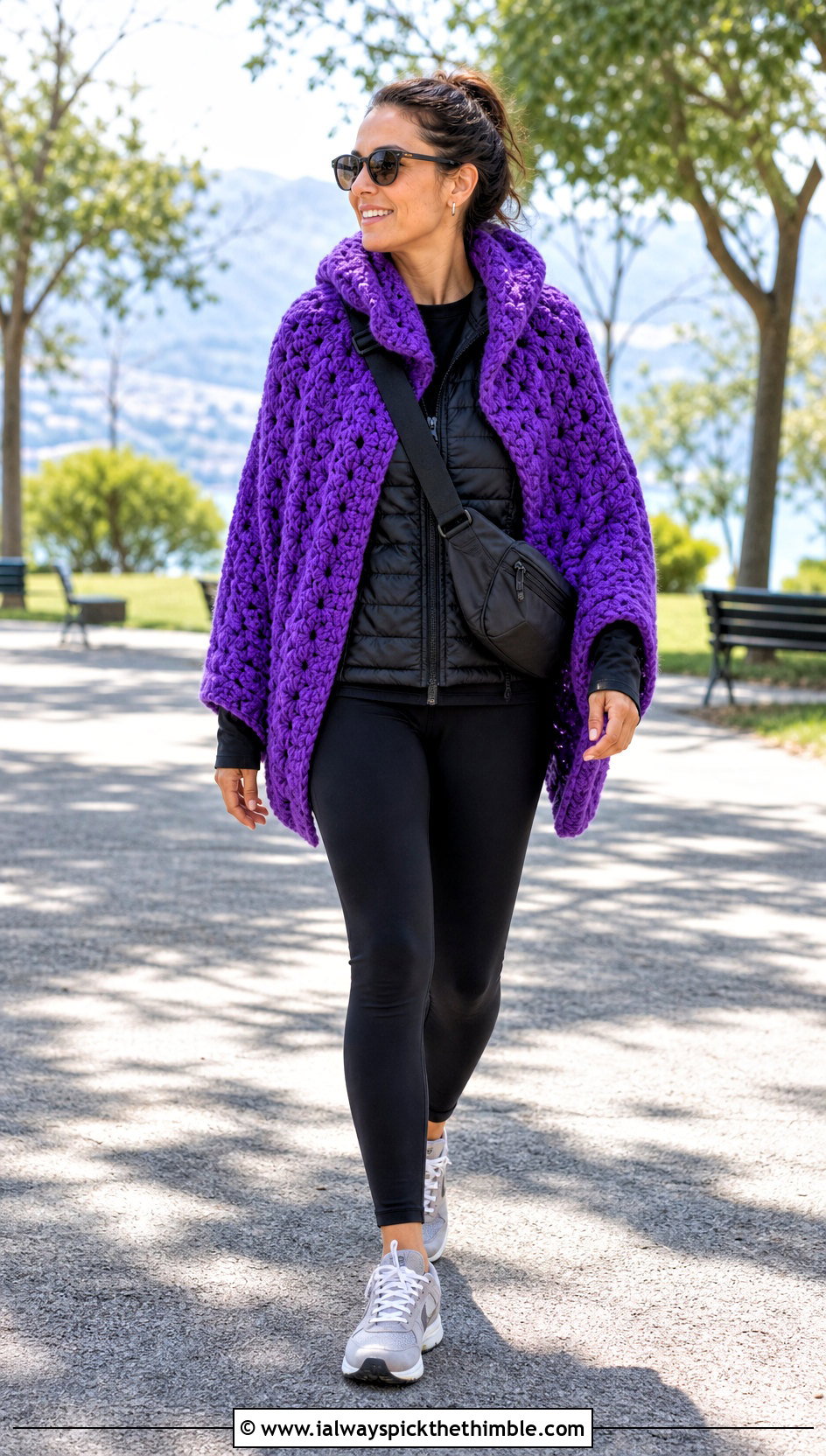 Super Bulky Hooded Crochet Shawl With Leggings - 15 Super Bulky Crochet Shawl outfit ideas
