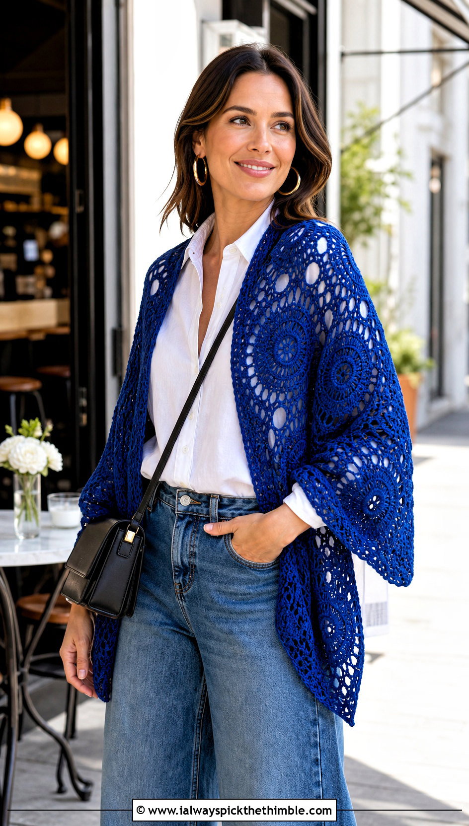 Supernova Crochet Shawl With White Shirt And Jeans - 15 sophie digard crochet shawl outfit ideas