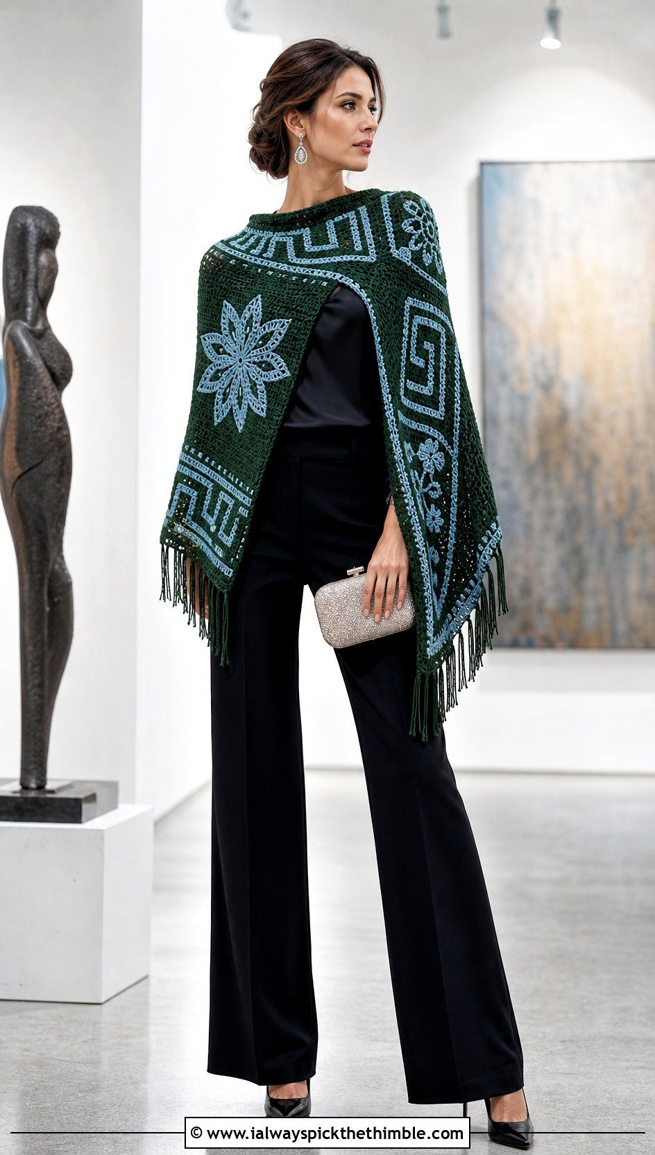 Surface Crochet Clint Eastwood Poncho With Evening Trousers - 15 Crochet Clint Eastwood Poncho outfit ideas