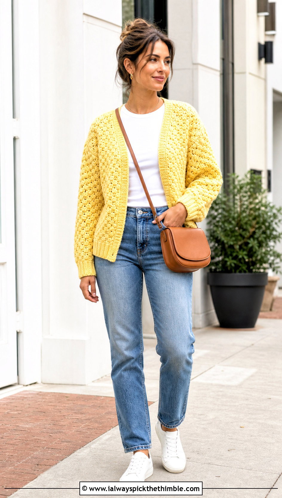 Suzette Stitch Habitat Crochet Cardigan With Straight Leg Jeans - 20 Habitat Crochet Cardigan outfit ideas
