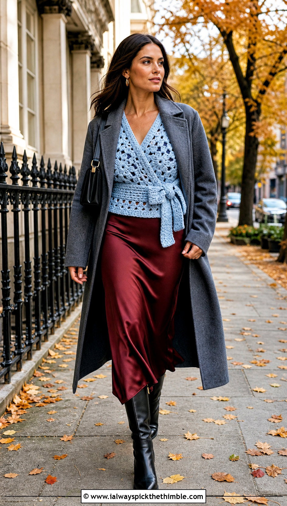 Sweater Style Granny Square Wrap Top With Slip Skirt - 25 granny square wrap top outfit ideas