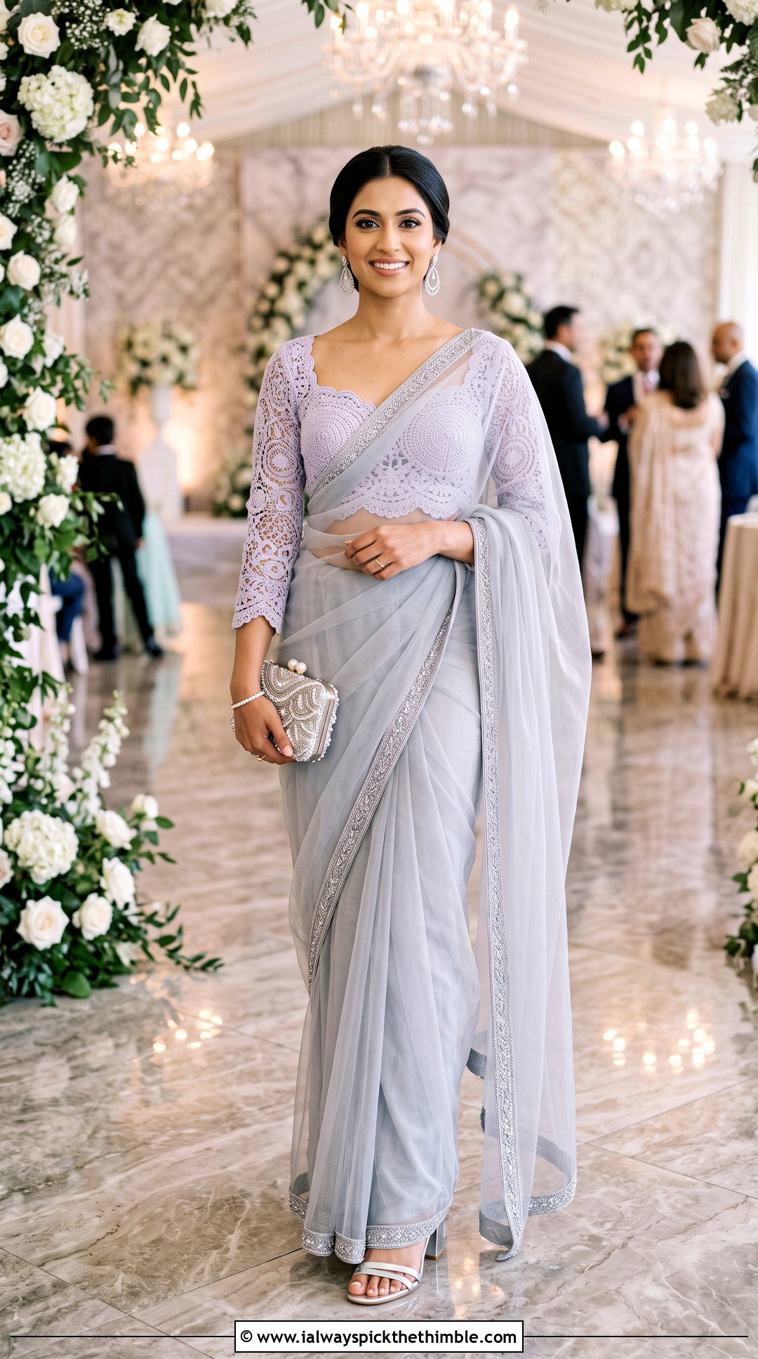 Sweetheart Crochet Blouse With Net Saree - 25 Crochet Blouse For Saree outfit ideas
