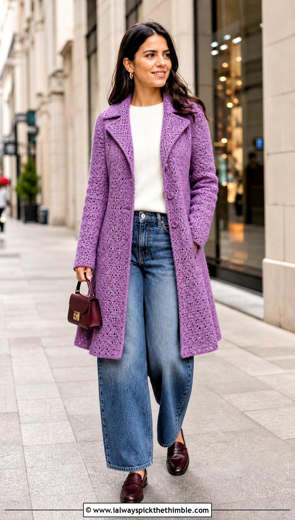 Swing Crochet Coat With Barrel Leg Jeans - 15 crochet coat size m outfit ideas
