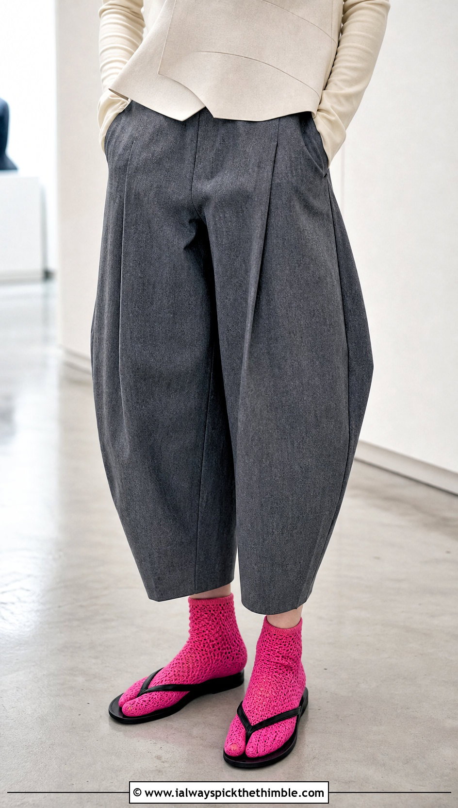 Tabi Crochet Socks With Sandals And Cropped Trousers - 25 crochet socks outfit ideas