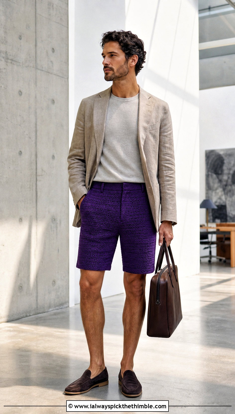 Tailored Crochet Shorts With Unstructured Blazer - 20 Crochet Shorts Mens outfit ideas