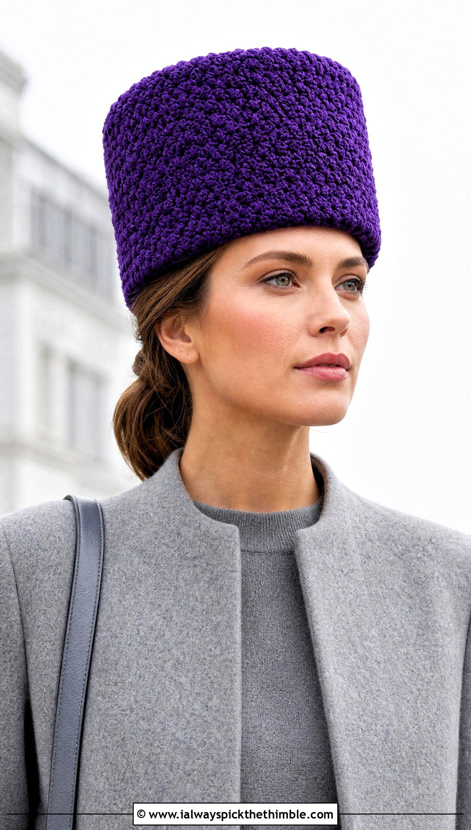 Tall Crochet Papakha With Minimalist Coat - 25 crochet russian hat outfit ideas