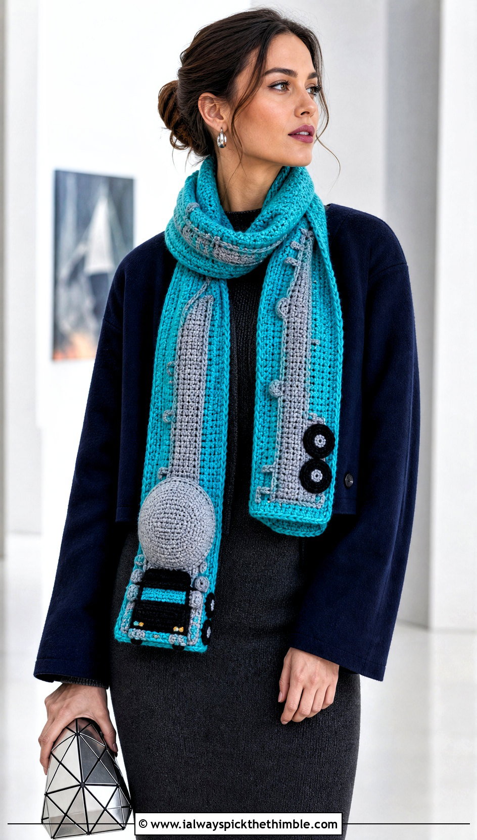 Tanker Truck Crochet Scarf With Knit Dress - 20 Crochet Truck Scarf outfit ideas
