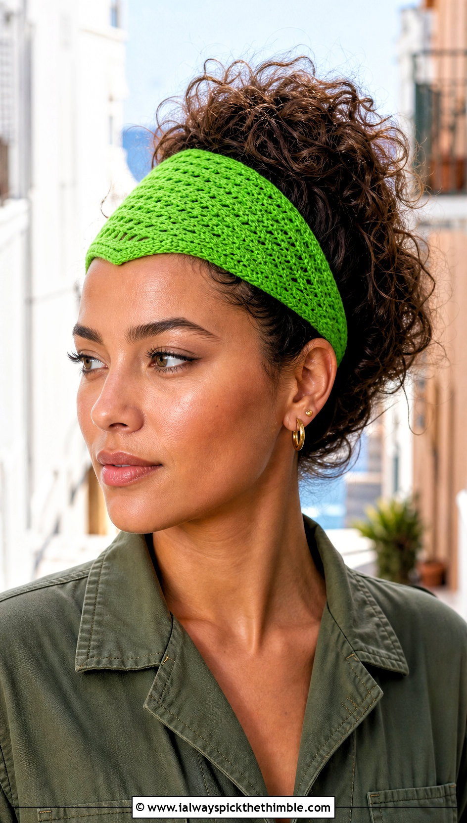 Tapered Crochet Chevron Headband With Utility Jumpsuit And Sneakers - 15 Crochet Chevron Headband outfit ideas
