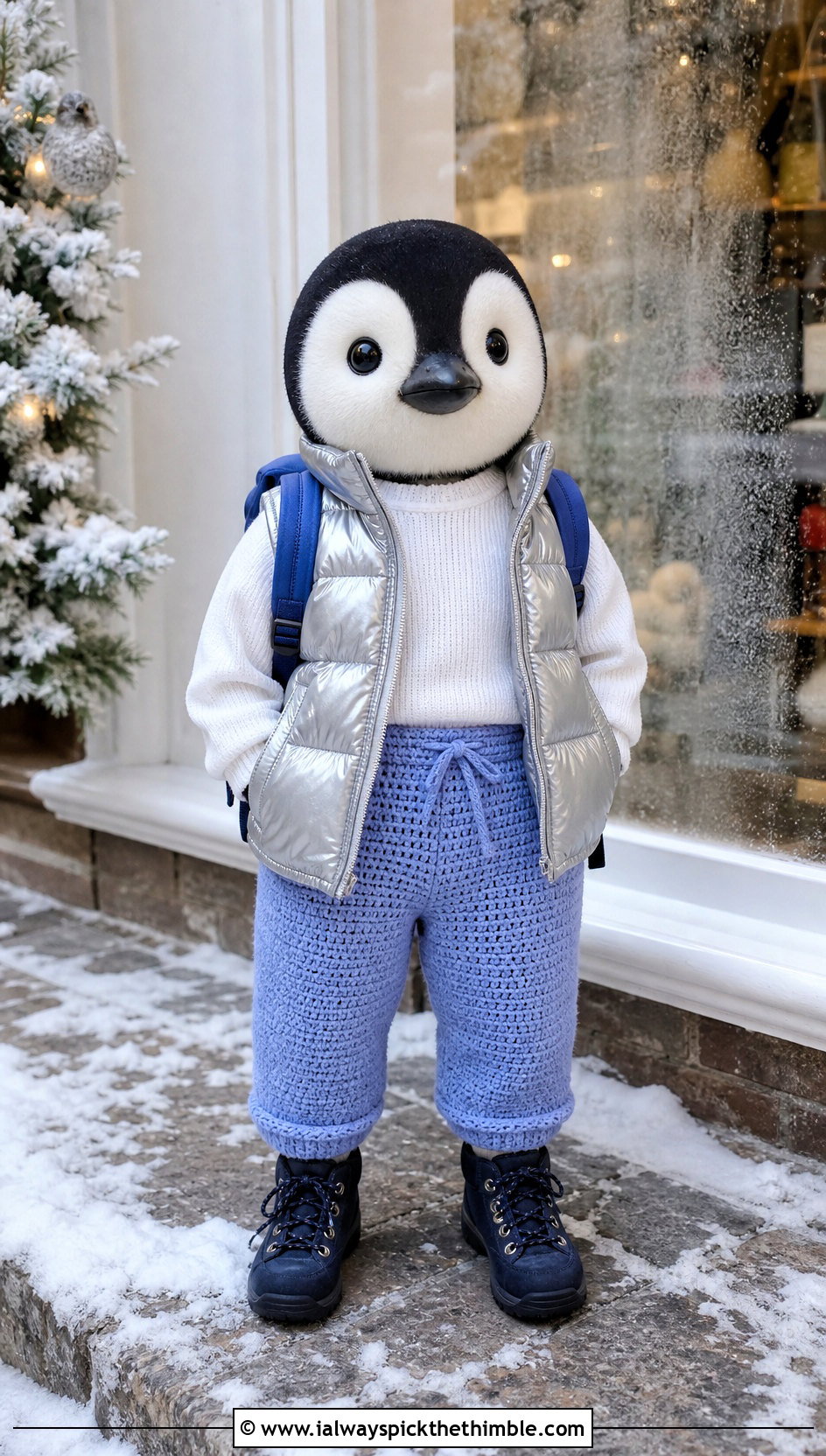 Tapered Crochet Sonny Angel Pants With Puffer Vest - 20 Crochet Sonny Angel Pants outfit ideas