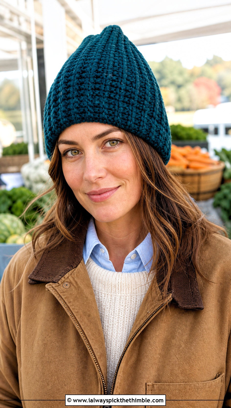 Tapered Crown Chunky Ribbed Crochet Hat With Barn Jacket - 20 Chunky Ribbed Crochet Hat outfit ideas
