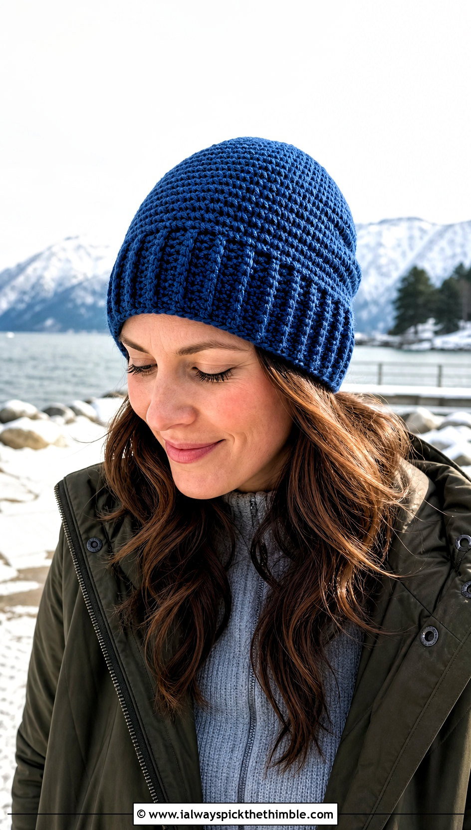 Tapered Crown Ribbed Crochet Hat With Parka And Jeans - 25 ribbed crochet hat outfit ideas