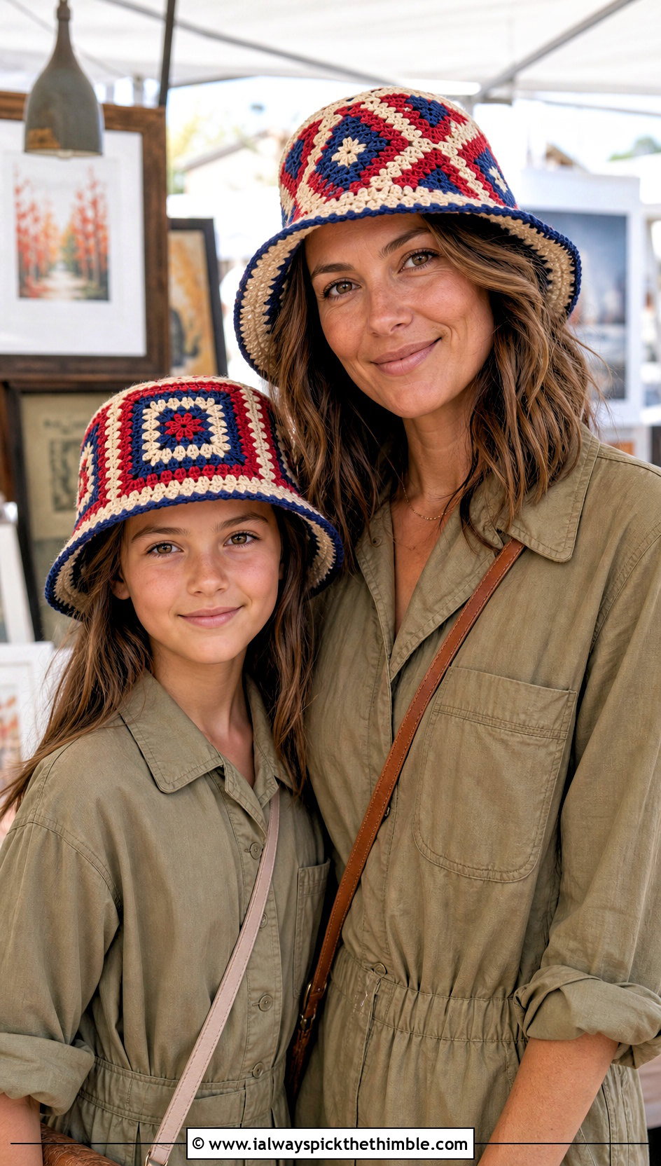 Tapestry Crochet Hat With Utility Jumpsuits - 20 Mommy And Me Crochet Hats outfit ideas
