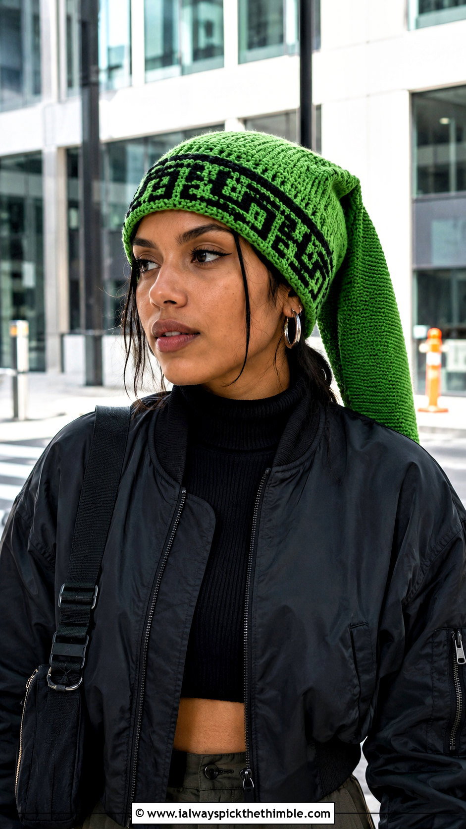 Tapestry Crochet Link Hat With Cargo Skirt - 20 crochet link hat outfit ideas