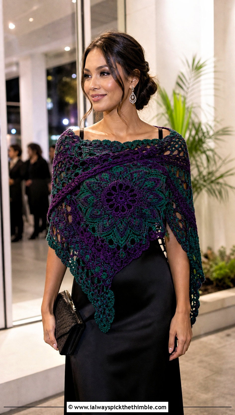 Tapestry Crochet Scarf Wrap With Slip Dress - 25 tapestry crochet scarf outfit ideas
