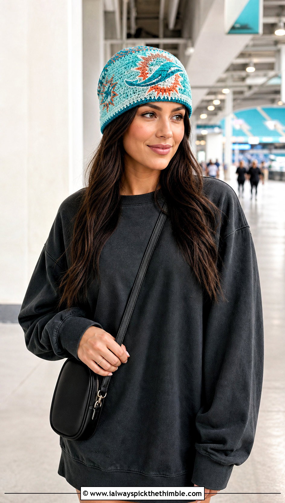 Tapestry Crochet Team Logo Hat With Sweatshirt Dress - 15 Crochet Football Team Hat outfit ideas