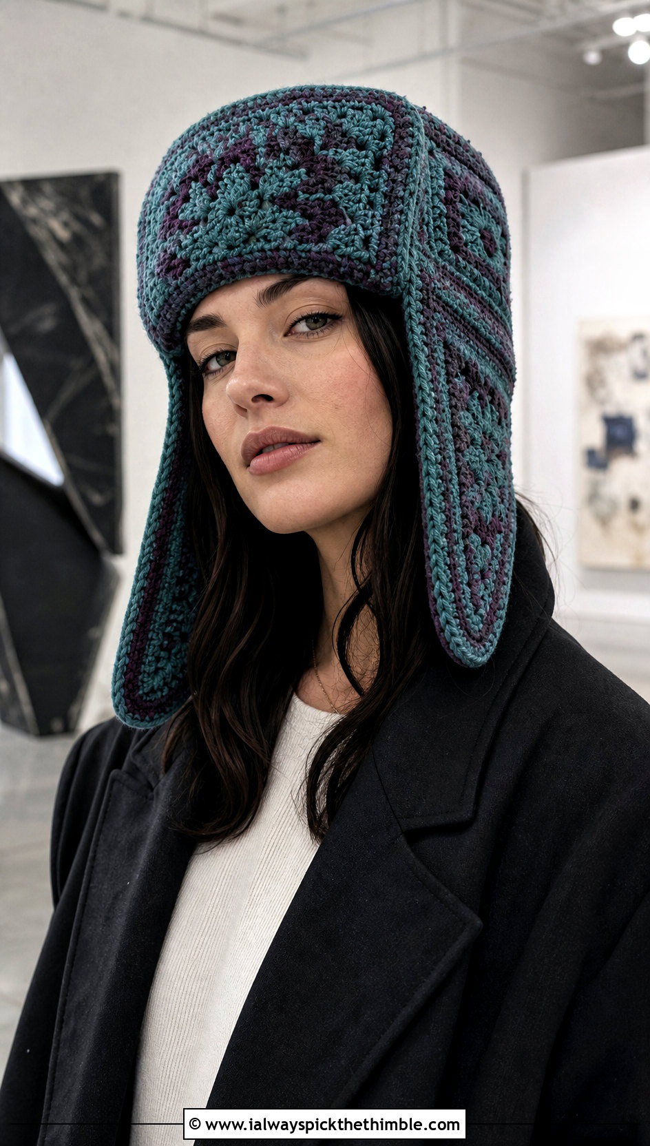 Tapestry Crochet Ushanka Hat With Minimalist Outfit - 20 crochet ushanka hat outfit ideas