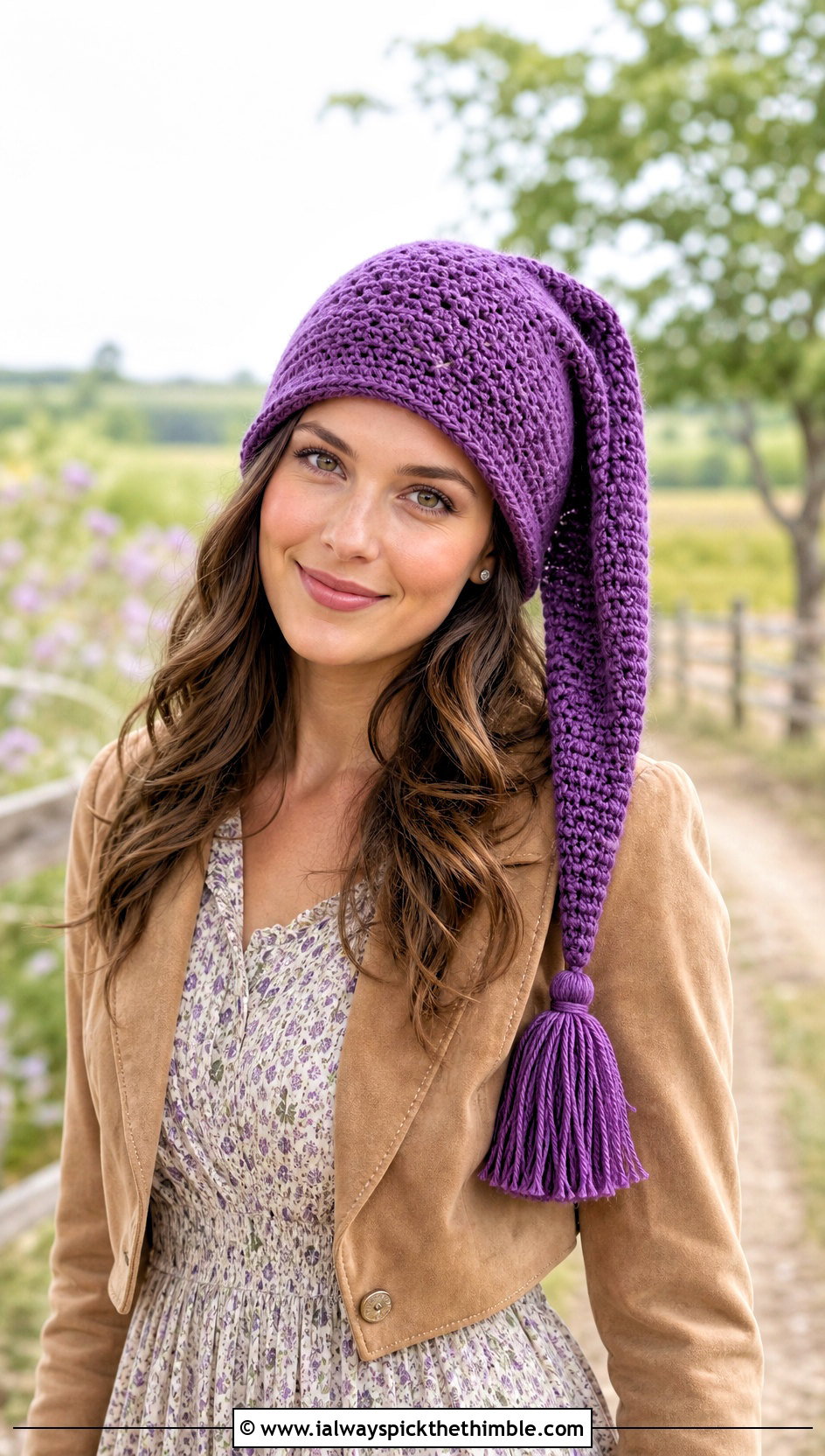 Tassel Tip Crochet Gnome Hat With Prairie Dress - 15 Adult Crochet Gnome Hat outfit ideas