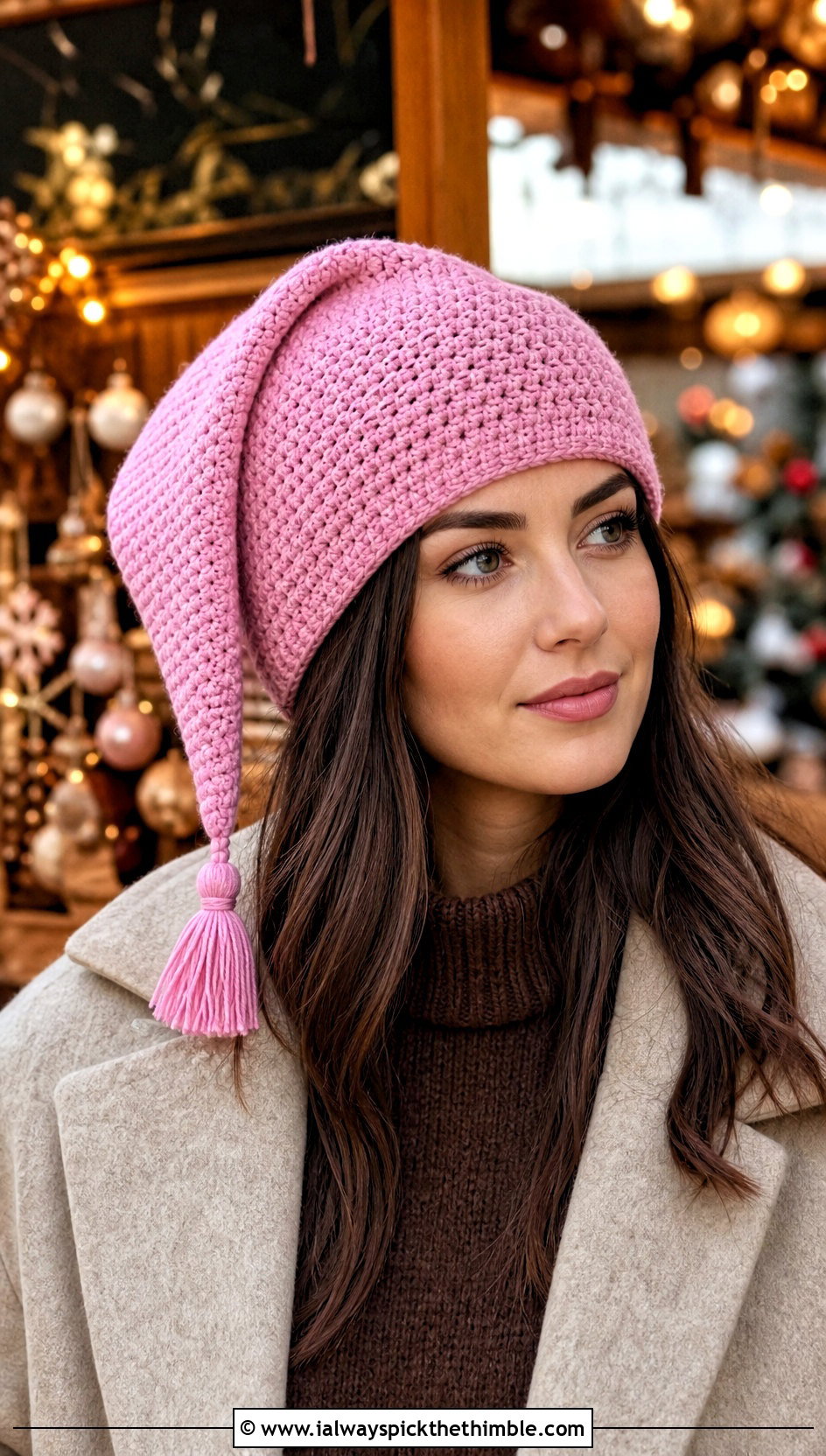 Tassel Tip Pointed Crochet Hat With Sweater Dress And Tall Boots - 20 Pointed Crochet Hat outfit ideas