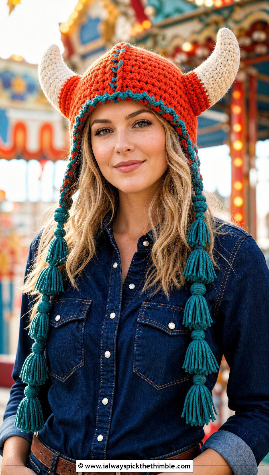 Tassel Viking Hat With Western Shirt - 25 crochet viking hat outfit ideas