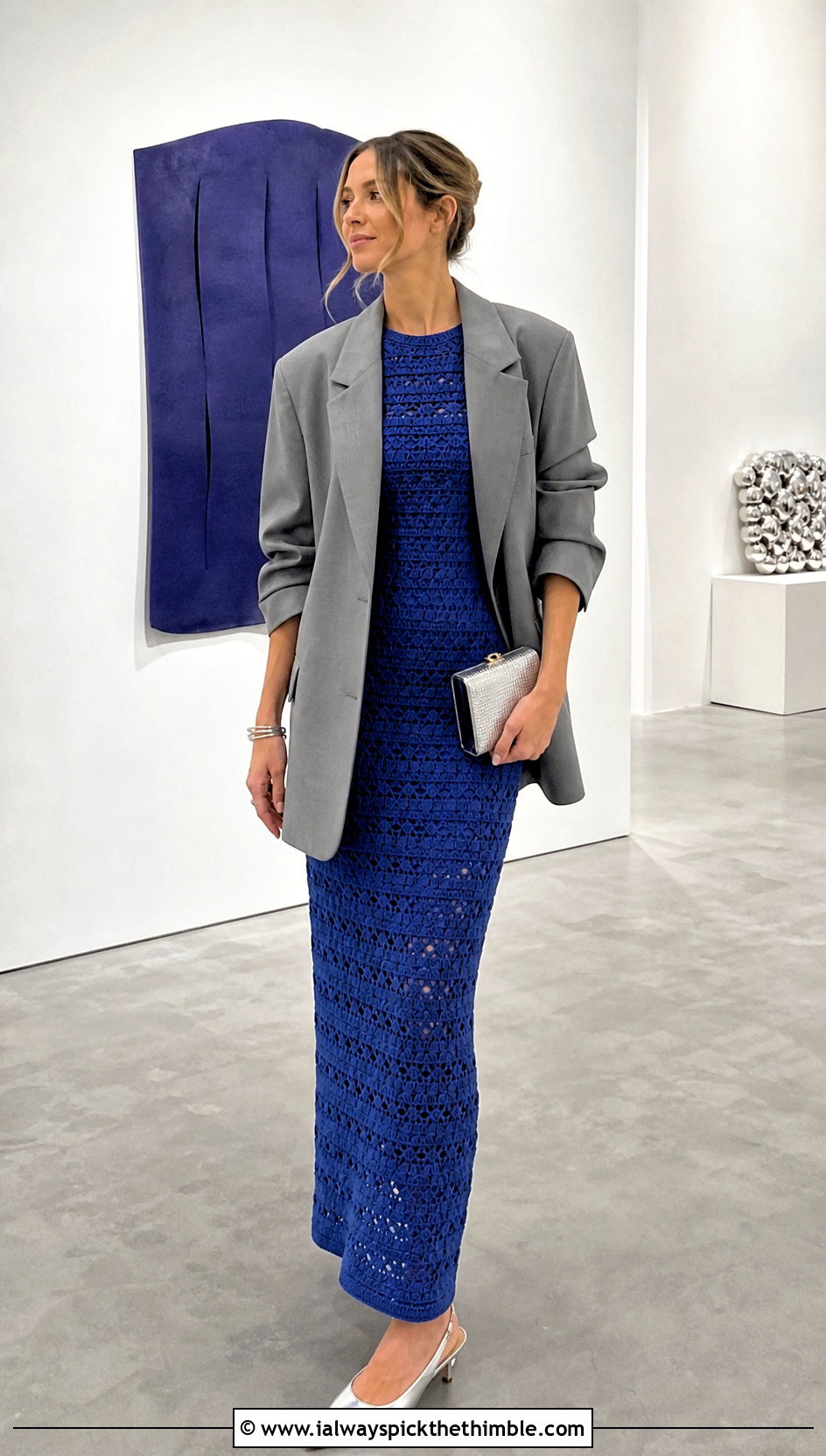 Taylor Crochet Maxi Dress With Oversized Blazer - 20 Taylor Crochet Dress outfit ideas