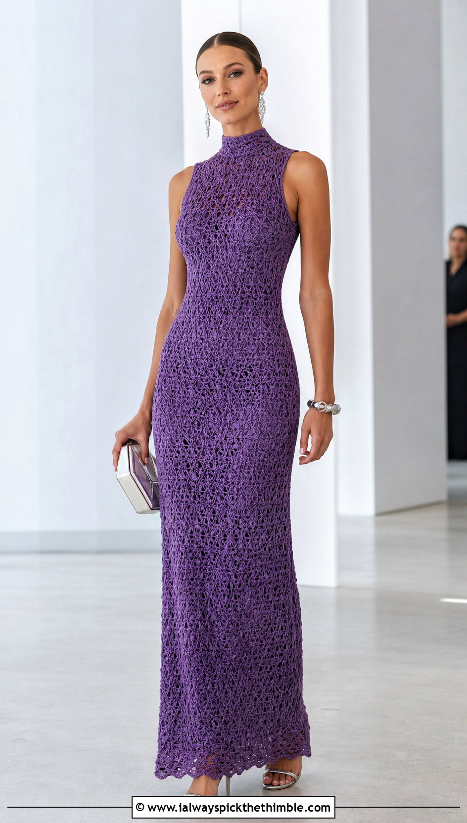 Taylor Swift Crochet Column Dress With Metallic Heels - 20 Taylor Swift Crochet Dress outfit ideas