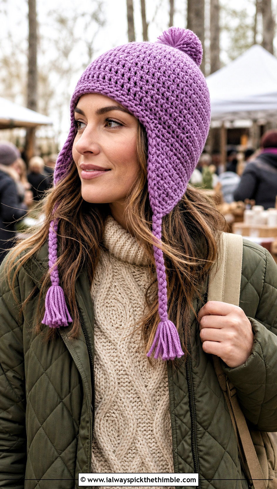 Taylor Swift Crochet Earflap Hat With Quilted Jacket - 20 Taylor Swift Crochet Hat outfit ideas