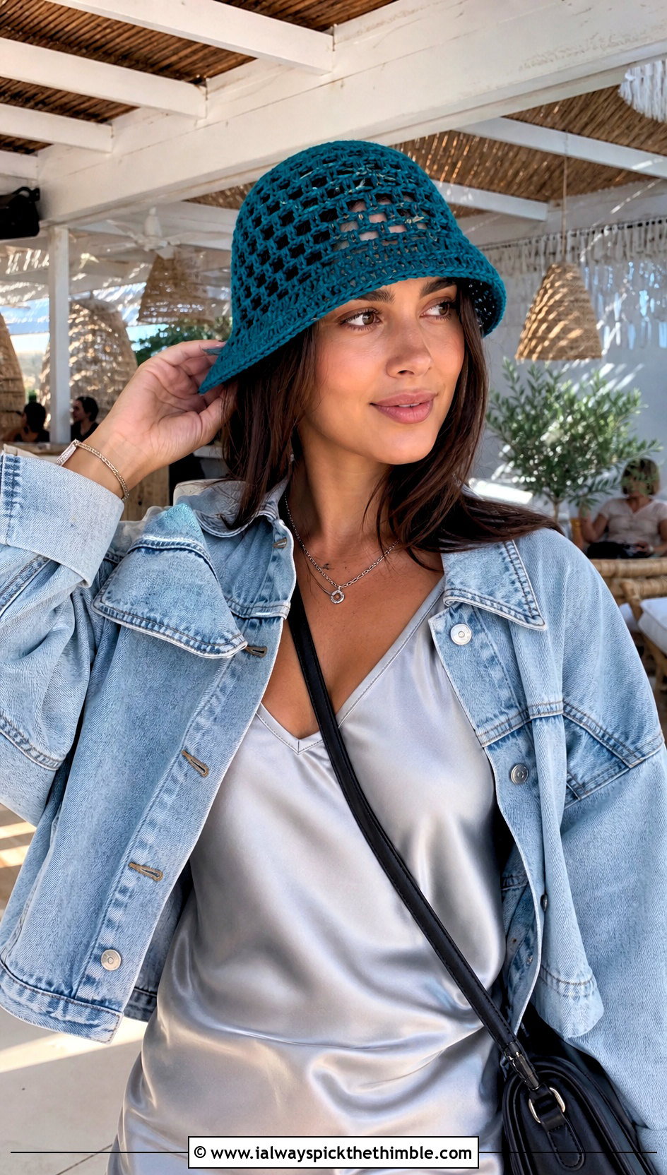 Taylor Swift Mesh Crochet Bucket Hat With Slip Dress - 20 Taylor Swift Crochet Hat outfit ideas