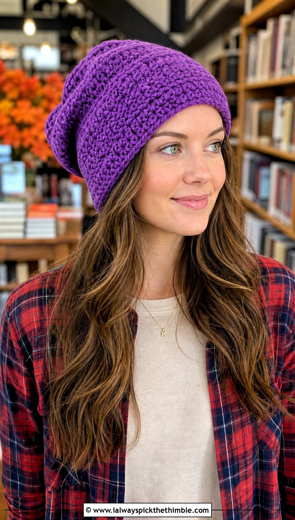 Taylor Swift Slouchy Crochet Beanie With Plaid Shirt - 20 Taylor Swift Crochet Hat outfit ideas